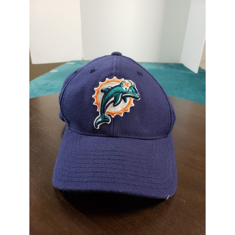 Miami Dolphins Hat Cap Mens Blue Reebok Wool Blend OS Adjustable Football NFL